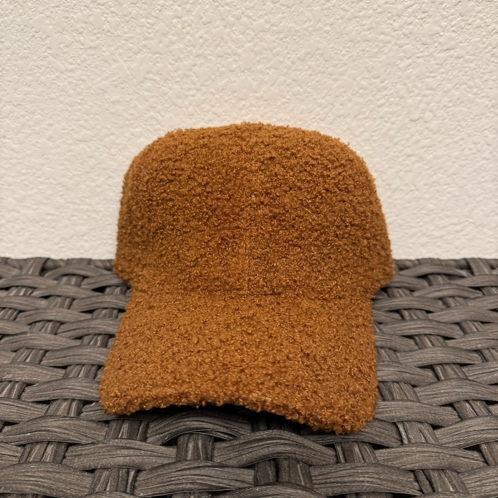 Urban Outfitters Cozy Brown Teddy Bear Textured Cap